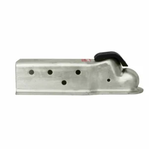 Mounts using (2) 1/2" Bolts to 3 inch Wide Tongue EZ Latch Style Coupler with 10,000lb Capacity Popular with Electric Over Hydraulic Units on Boat Trailers Demco Bolt on Zinc Plated Tongue coupler for Heavy Duty Trailers and Electric Over Hydraulic